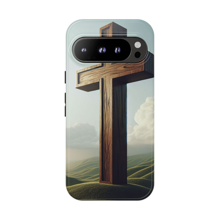 Wooden Cross Phone Case, Inspirational Gift, Christian Decor, Faith-Based Accessory, Unique Tech Gift