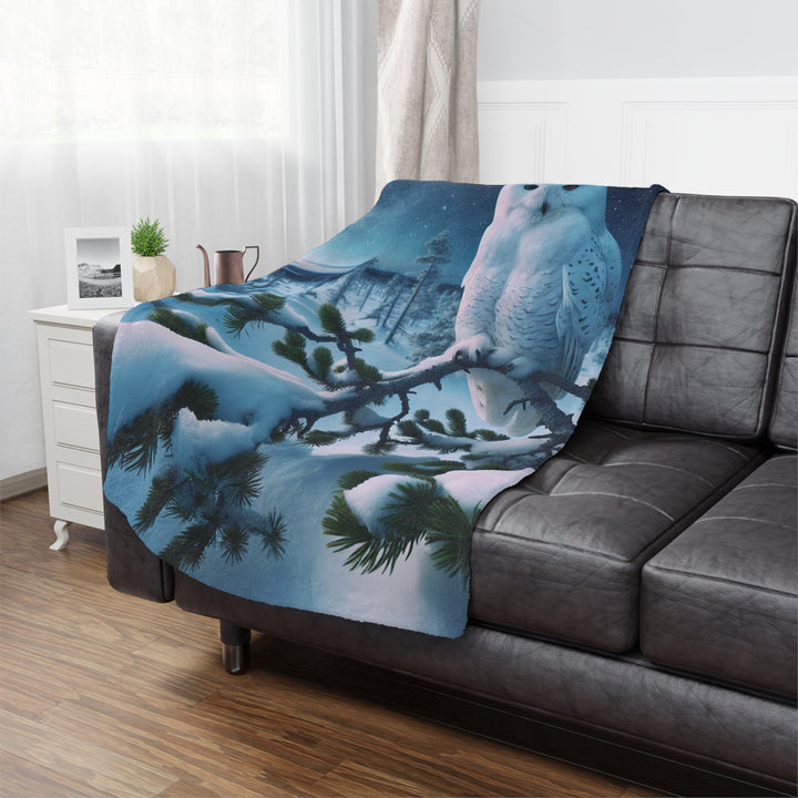 Snowy Owl Minky Blanket - Cozy Winter Decor
