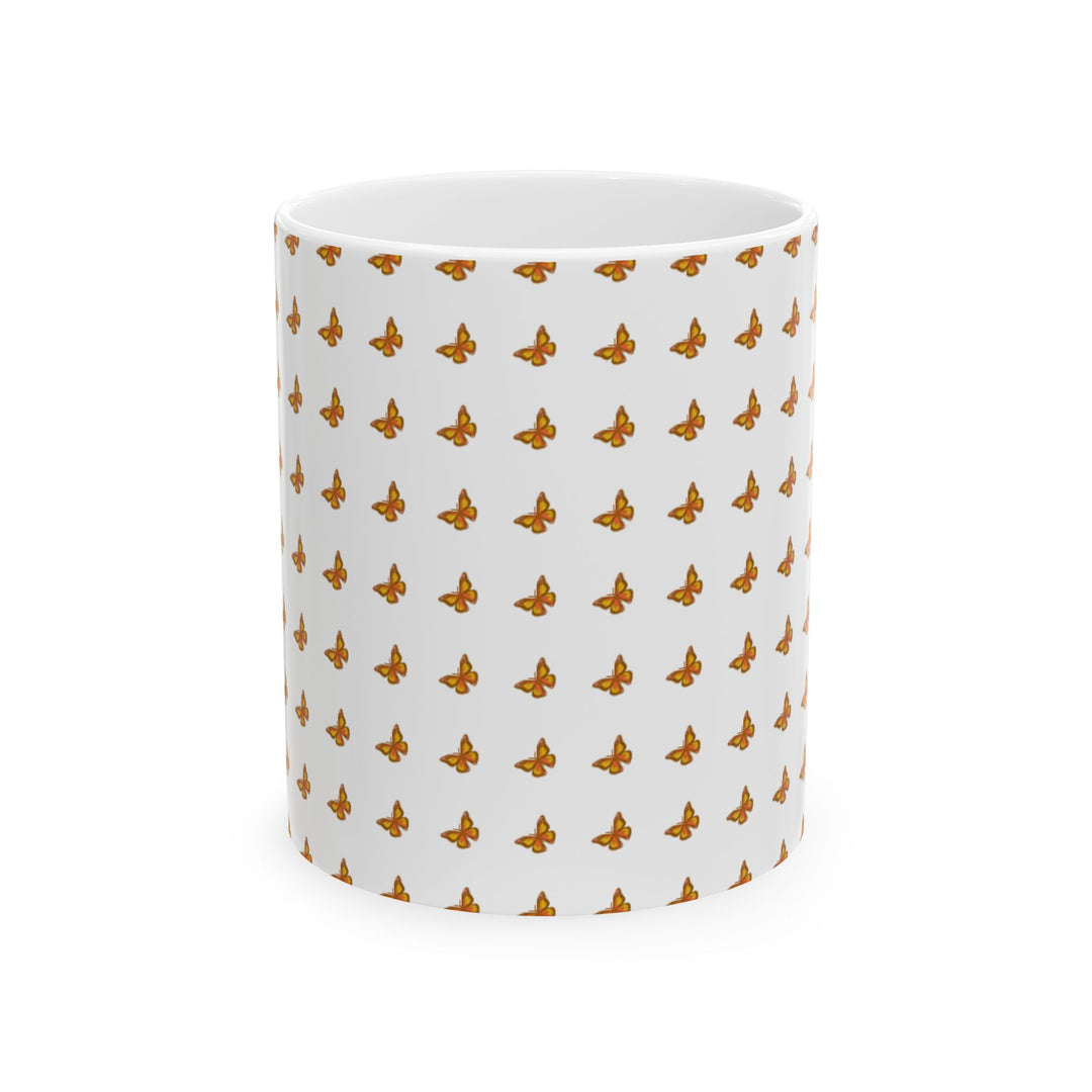 Butterfly Pattern Ceramic Mug - 11oz & 15oz, Perfect for Nature Lovers