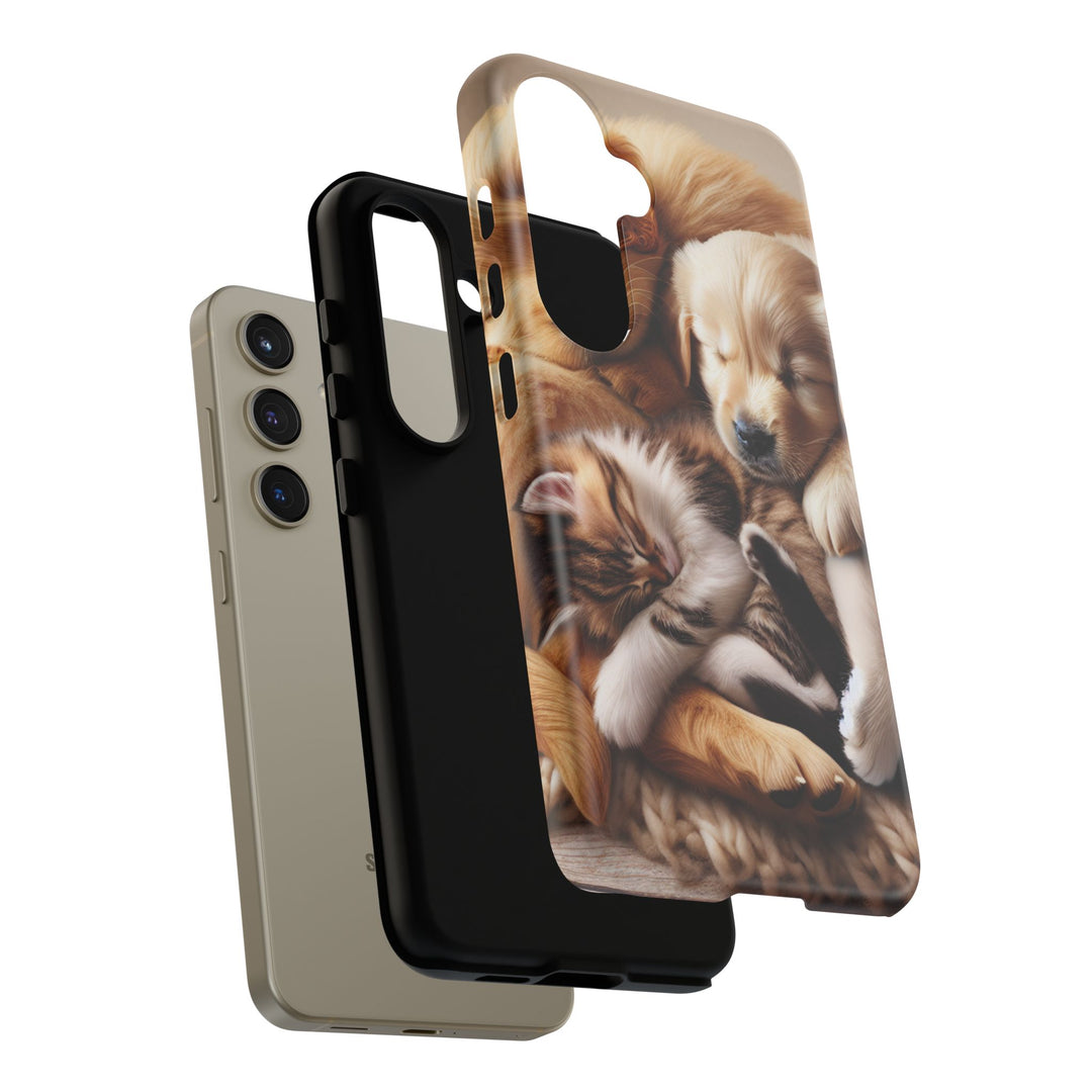 Cute Pets Phone Case - Adorable Puppy and Kitten Design, Animal Lover Gift