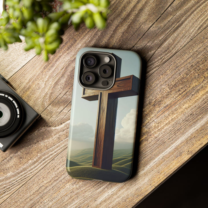 Wooden Cross Phone Case, Inspirational Gift, Christian Decor, Faith-Based Accessory, Unique Tech Gift