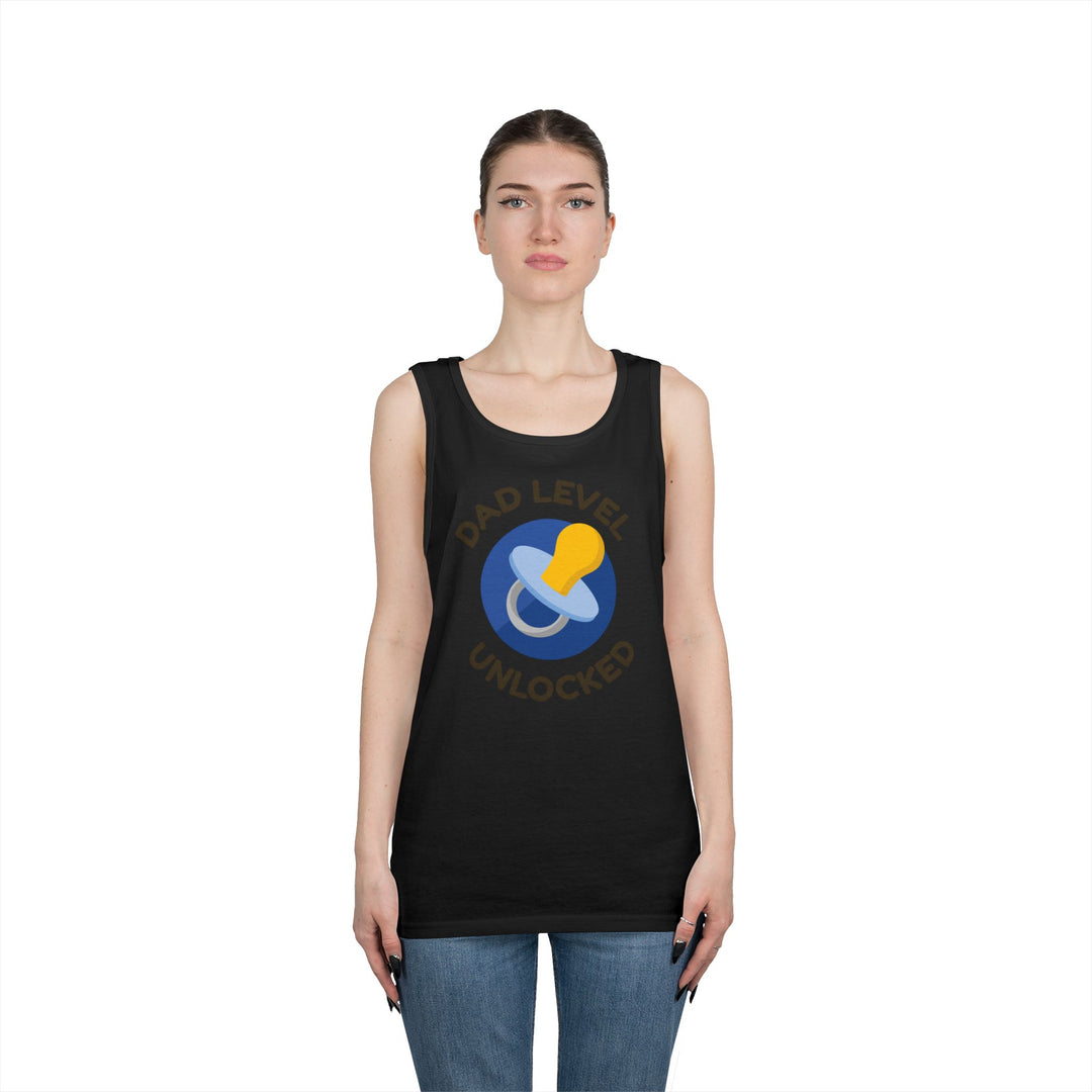 Dad Level Unlocked Tank Top - Unisex Heavy Cotton Sleeveless Shirt for New Dads