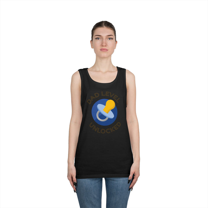 Dad Level Unlocked Tank Top - Unisex Heavy Cotton Sleeveless Shirt for New Dads