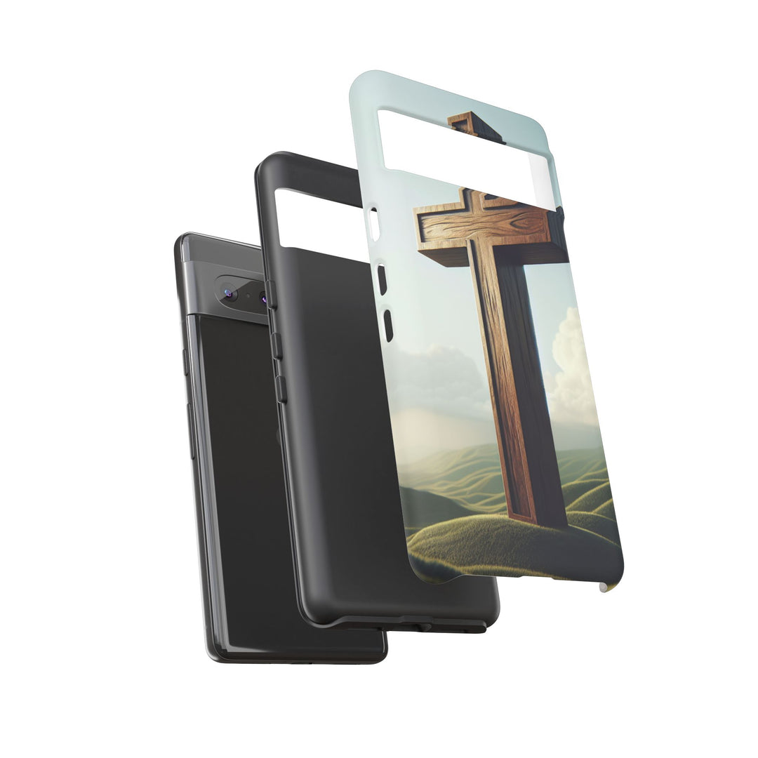 Wooden Cross Phone Case, Inspirational Gift, Christian Decor, Faith-Based Accessory, Unique Tech Gift