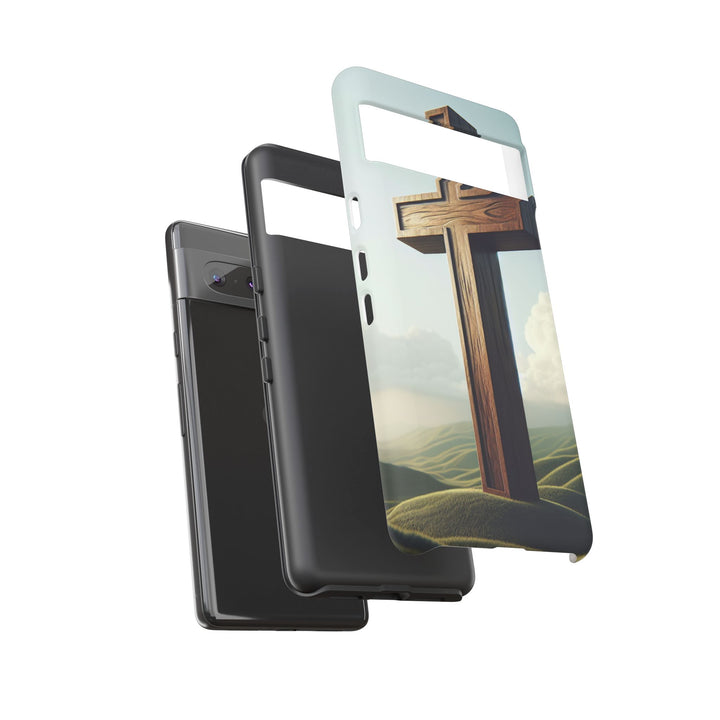 Wooden Cross Phone Case, Inspirational Gift, Christian Decor, Faith-Based Accessory, Unique Tech Gift