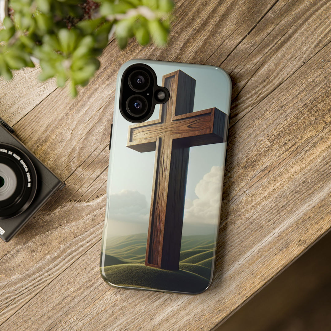 Wooden Cross Phone Case, Inspirational Gift, Christian Decor, Faith-Based Accessory, Unique Tech Gift