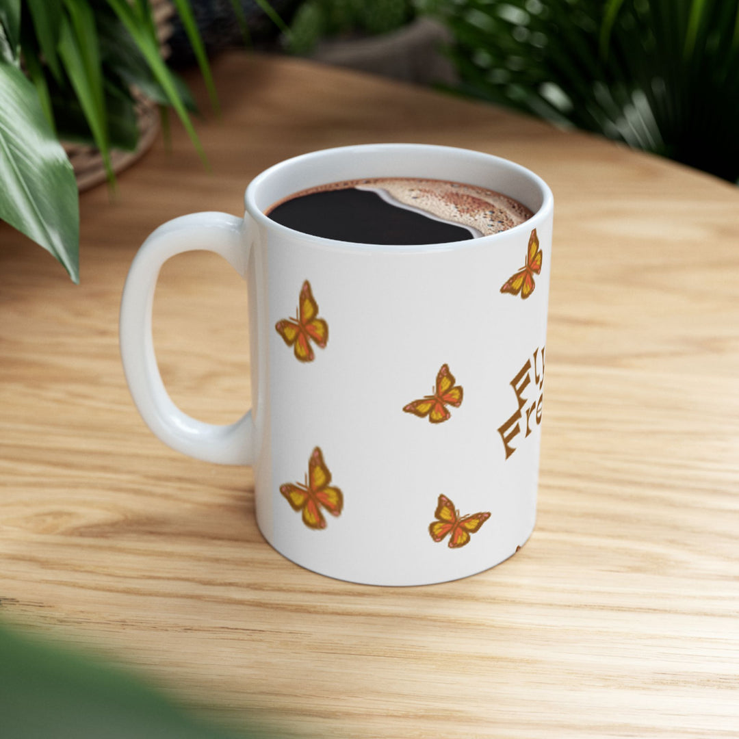 Fly Free Butterfly Ceramic Mug - Inspiring Coffee Cup for Nature Lovers