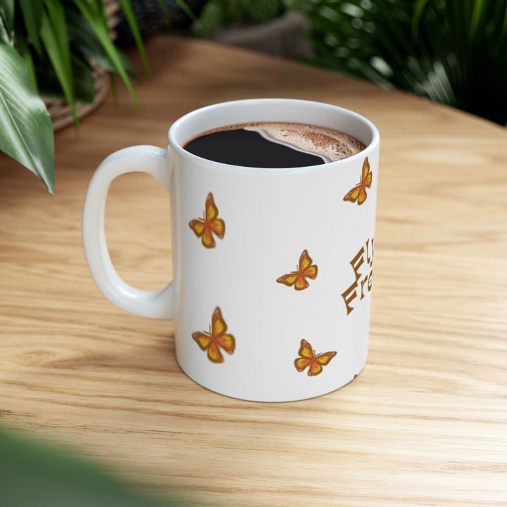 Fly Free Butterfly Ceramic Mug - Inspiring Coffee Cup for Nature Lovers