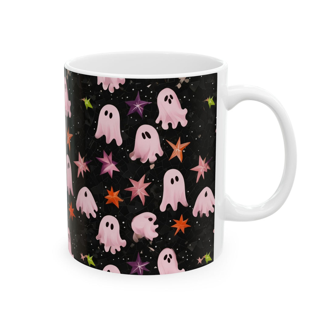 Cute Ghosts Ceramic Mug - Fun Halloween Drinkware, Gift for Friends, Coffee Lover's Mug, Spooky Decorations, Starry Night Design