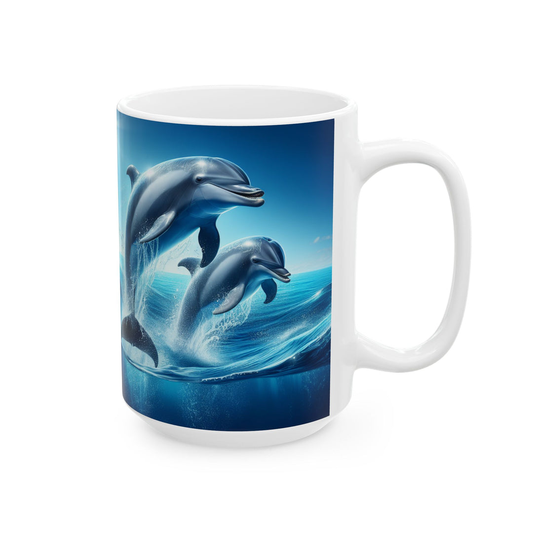 Dolphin Waves Ceramic Mug - Ocean-Themed Coffee Cup for Sea Lovers