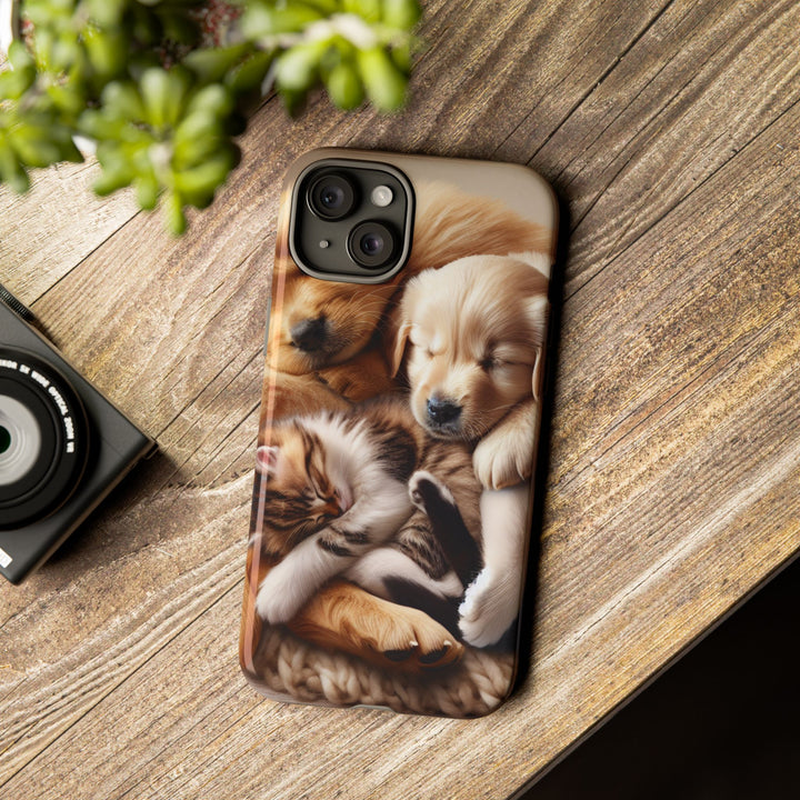 Cute Pets Phone Case - Adorable Puppy and Kitten Design, Animal Lover Gift