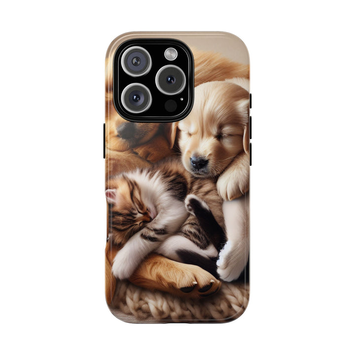 Cute Pets Phone Case - Adorable Puppy and Kitten Design, Animal Lover Gift