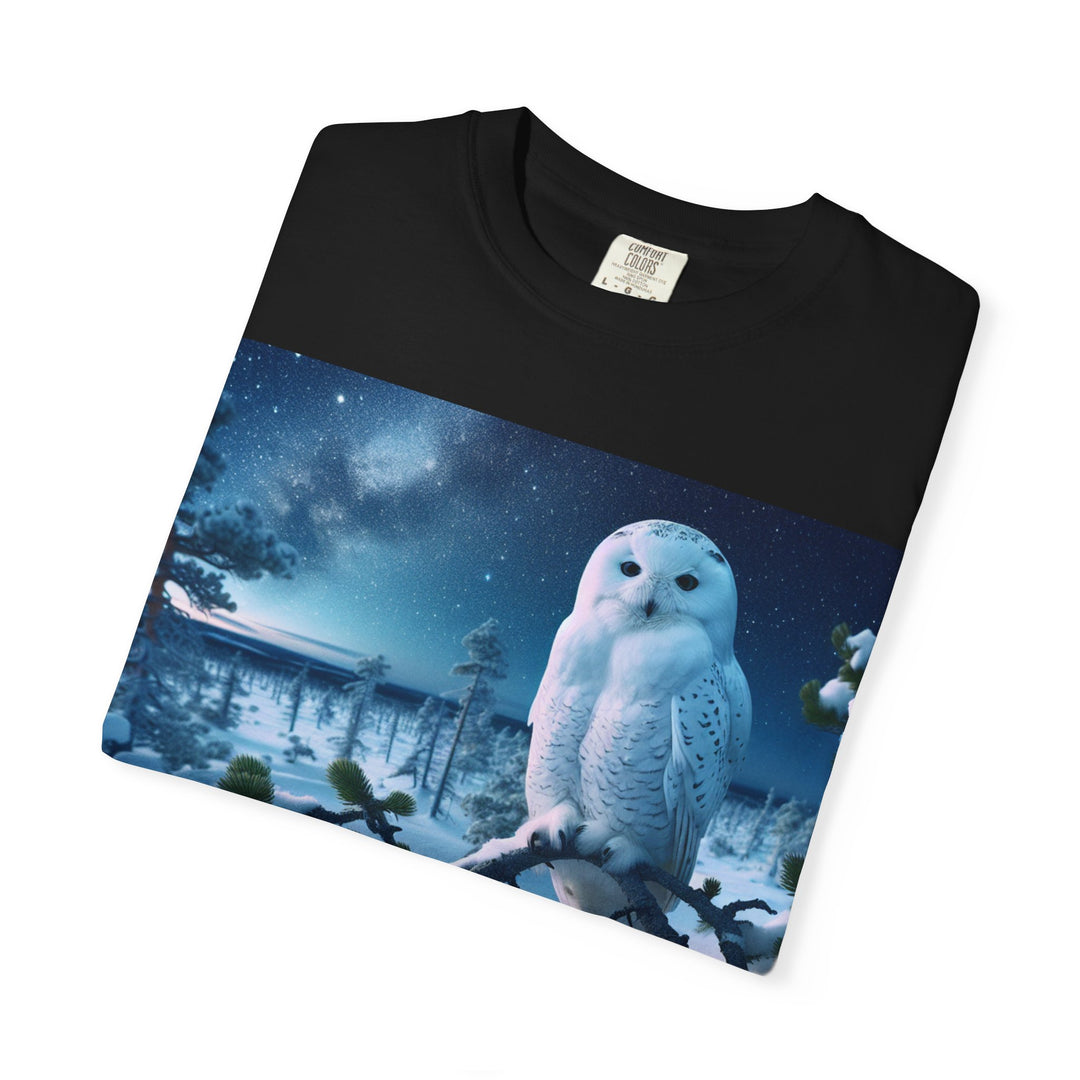 Mystical Owl Unisex Garment-Dyed T-Shirt – Cozy Winter Vibes