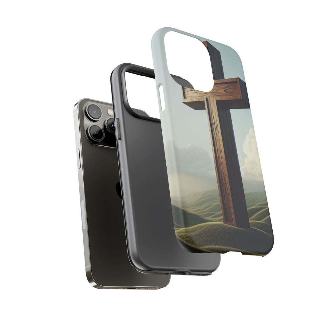 Wooden Cross Phone Case, Inspirational Gift, Christian Decor, Faith-Based Accessory, Unique Tech Gift