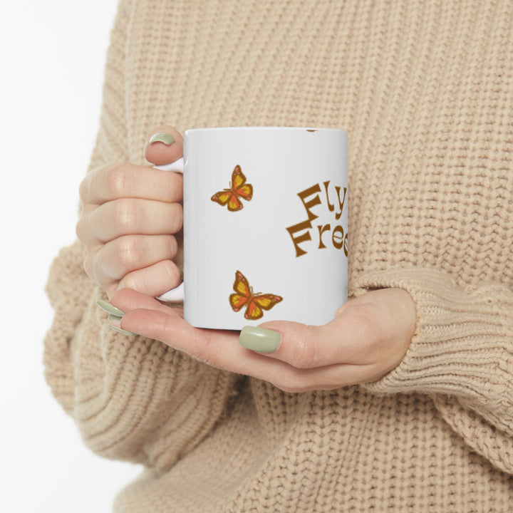 Butterfly 'Fly Free' Ceramic Mug - Inspiring Drinkware for Nature Lovers