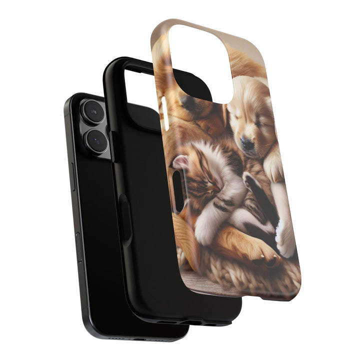 Cute Pets Phone Case - Adorable Puppy and Kitten Design, Animal Lover Gift
