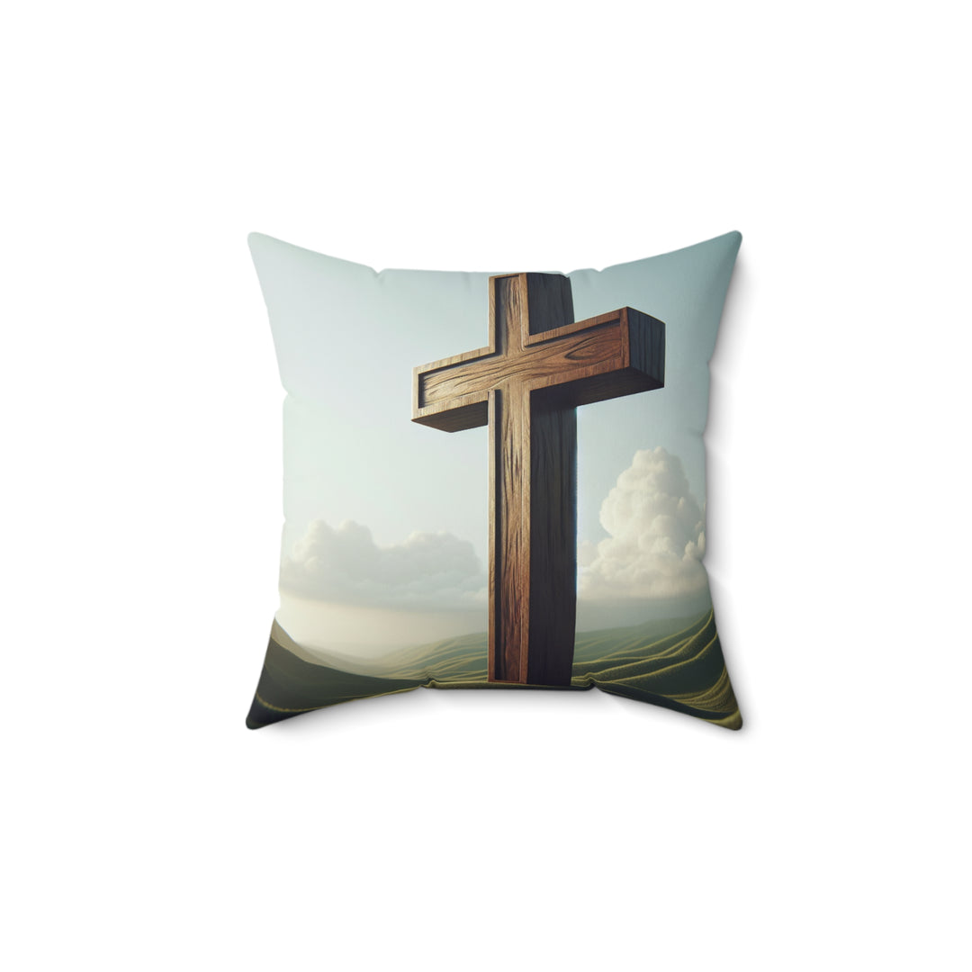 Christian Cross Decorative Pillow, Spiritual Home Decor, Religious Gift for Easter, Thanksgiving, Faith-Based Pillow