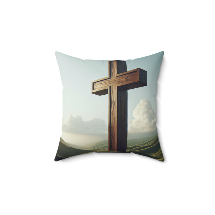 Christian Cross Decorative Pillow, Spiritual Home Decor, Religious Gift for Easter, Thanksgiving, Faith-Based Pillow
