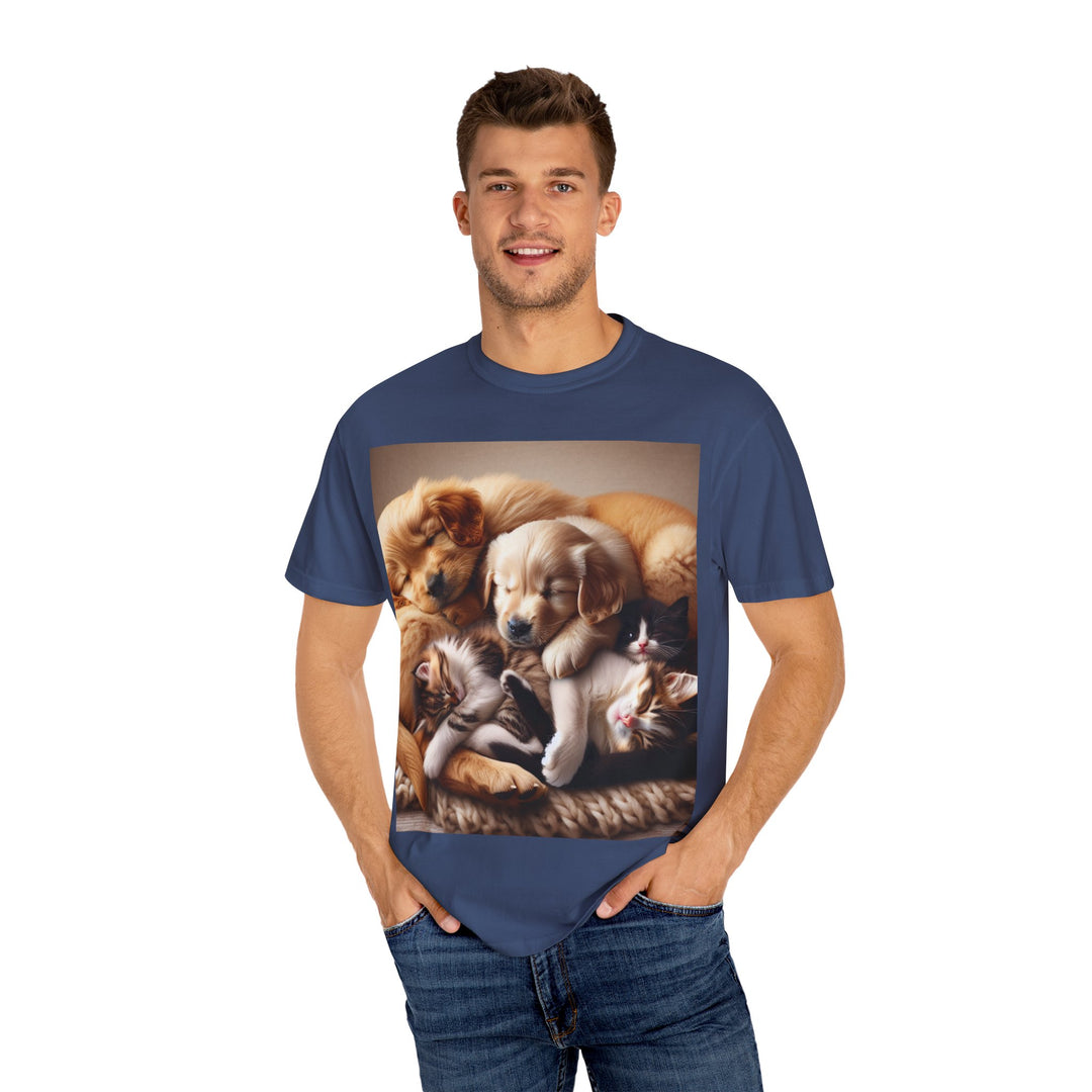 Cute Pets Snuggle Unisex Garment-Dyed T-shirt