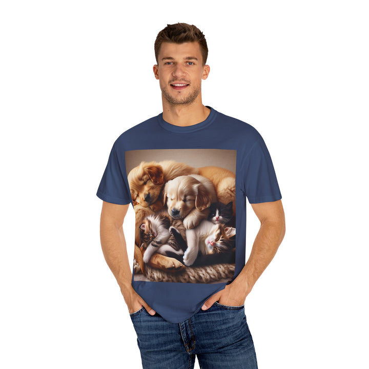 Cute Pets Snuggle Unisex Garment-Dyed T-shirt