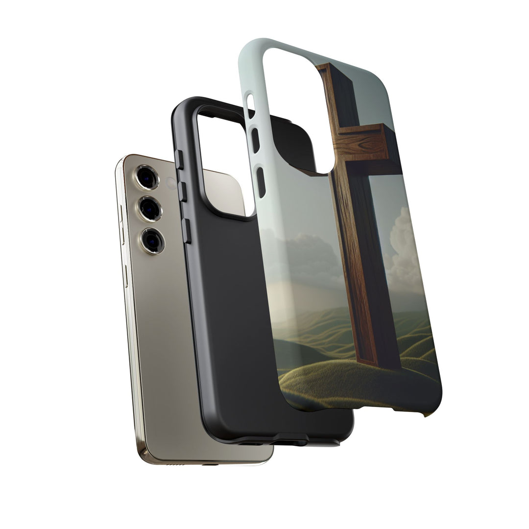 Wooden Cross Phone Case, Inspirational Gift, Christian Decor, Faith-Based Accessory, Unique Tech Gift