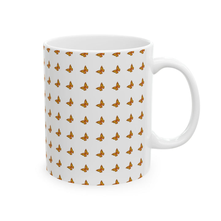 Butterfly Pattern Ceramic Mug - 11oz & 15oz, Perfect for Nature Lovers