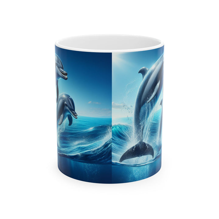 Dolphin Waves Ceramic Mug - Ocean-Themed Coffee Cup for Sea Lovers