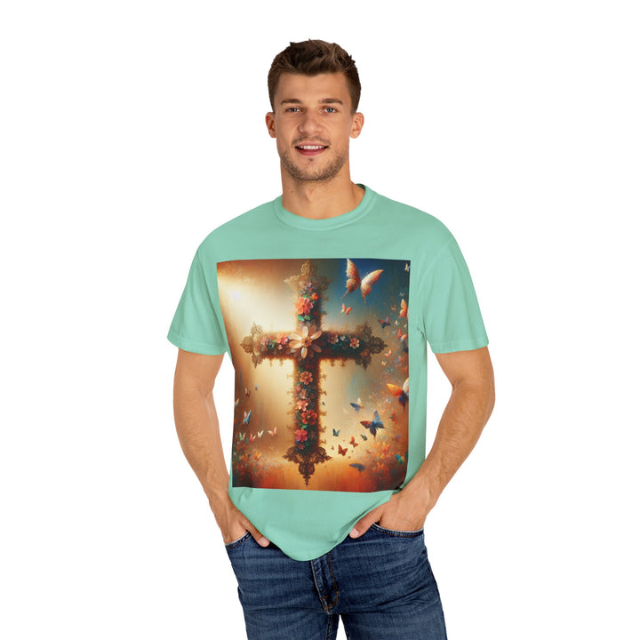 Faith-Inspired Floral Cross T-Shirt, Inspirational Tee, Religious Gift, Christian Apparel, Casual Wear, Everyday T-Shirt