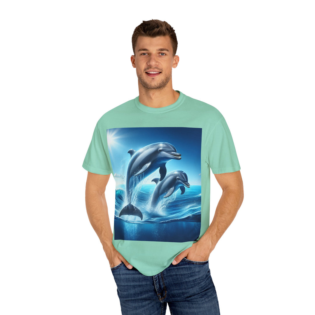 Ocean Jumping Dolphins T-Shirt - Unisex Garment-Dyed Tee