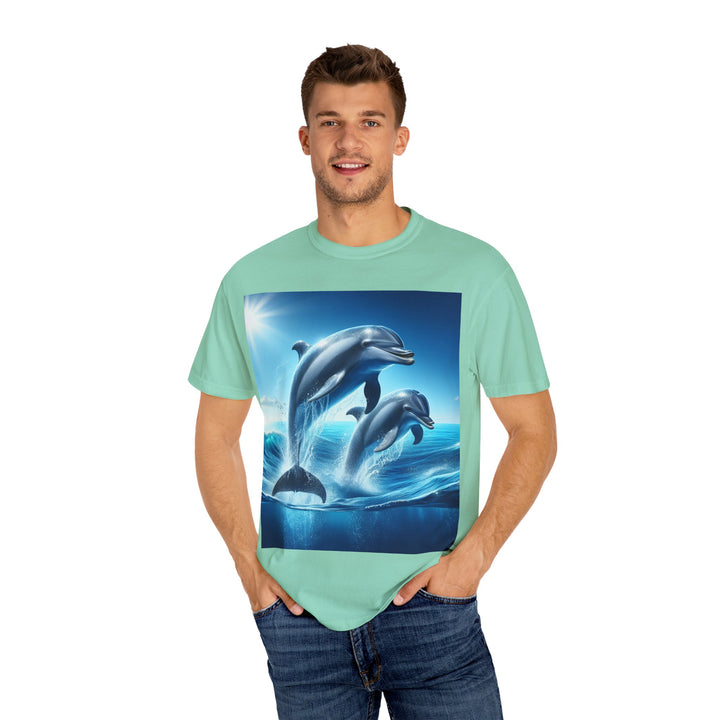 Ocean Jumping Dolphins T-Shirt - Unisex Garment-Dyed Tee