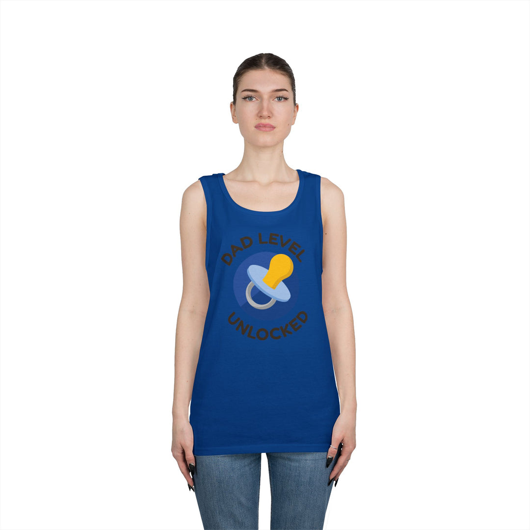 Dad Level Unlocked Tank Top - Unisex Heavy Cotton Sleeveless Shirt for New Dads