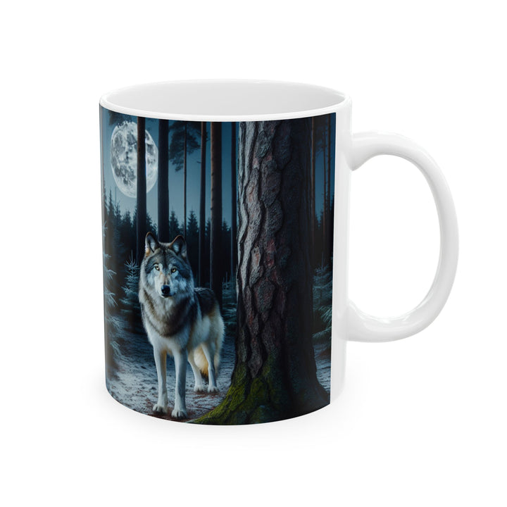Mystical Wolf Ceramic Mug - Enchanting 11oz & 15oz Coffee Cup for Nature Lovers