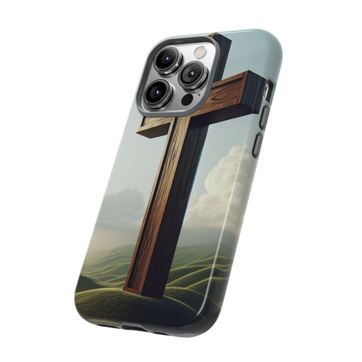Wooden Cross Phone Case, Inspirational Gift, Christian Decor, Faith-Based Accessory, Unique Tech Gift