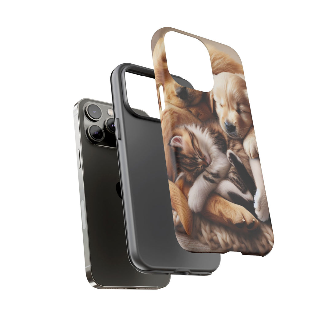 Cute Pets Phone Case - Adorable Puppy and Kitten Design, Animal Lover Gift