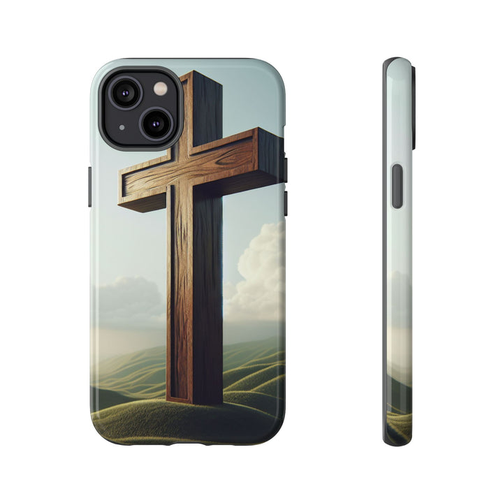 Wooden Cross Phone Case, Inspirational Gift, Christian Decor, Faith-Based Accessory, Unique Tech Gift
