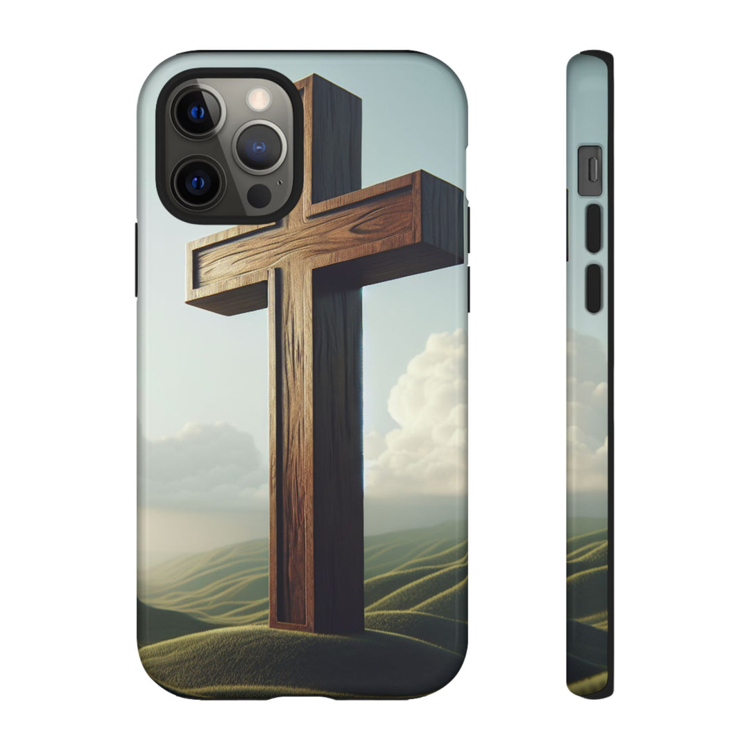 Wooden Cross Phone Case, Inspirational Gift, Christian Decor, Faith-Based Accessory, Unique Tech Gift