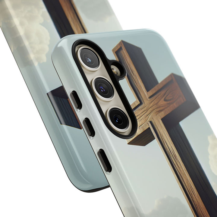 Wooden Cross Phone Case, Inspirational Gift, Christian Decor, Faith-Based Accessory, Unique Tech Gift