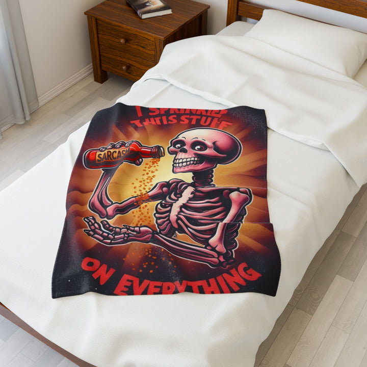 "Sarcasm" Skeleton Velveteen Plush Blanket