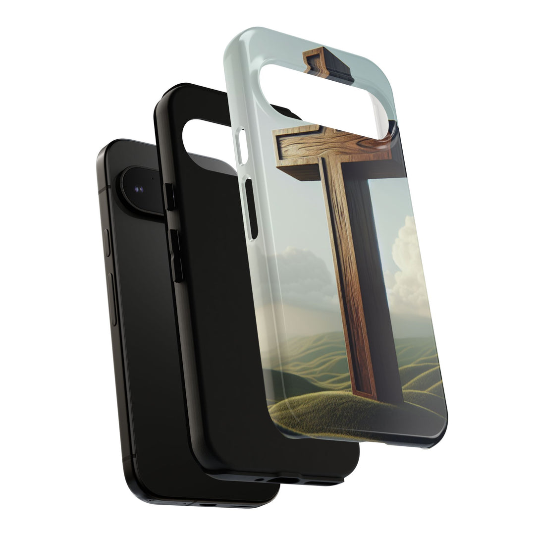 Wooden Cross Phone Case, Inspirational Gift, Christian Decor, Faith-Based Accessory, Unique Tech Gift
