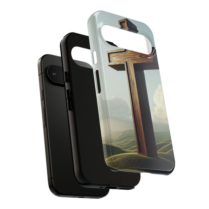 Wooden Cross Phone Case, Inspirational Gift, Christian Decor, Faith-Based Accessory, Unique Tech Gift