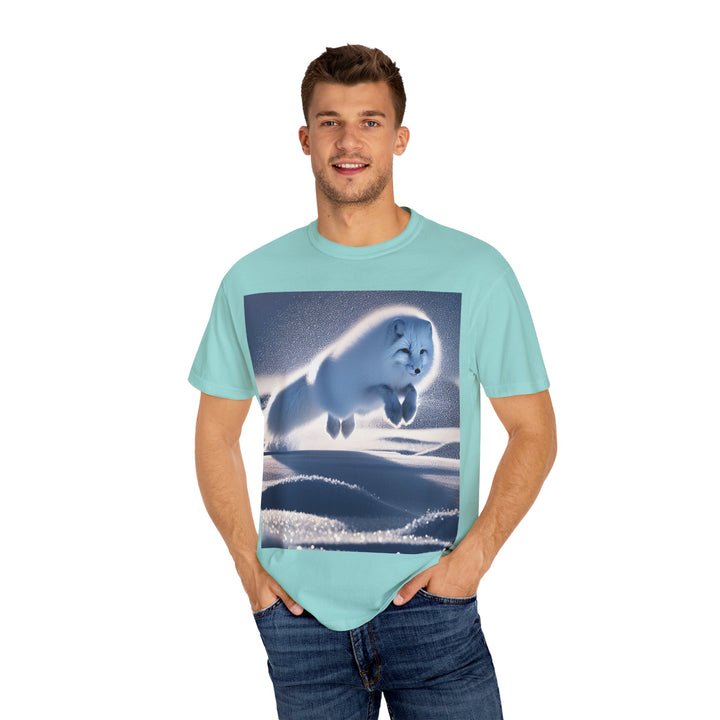Snow Fox Jumping Unisex Garment-Dyed T-Shirt