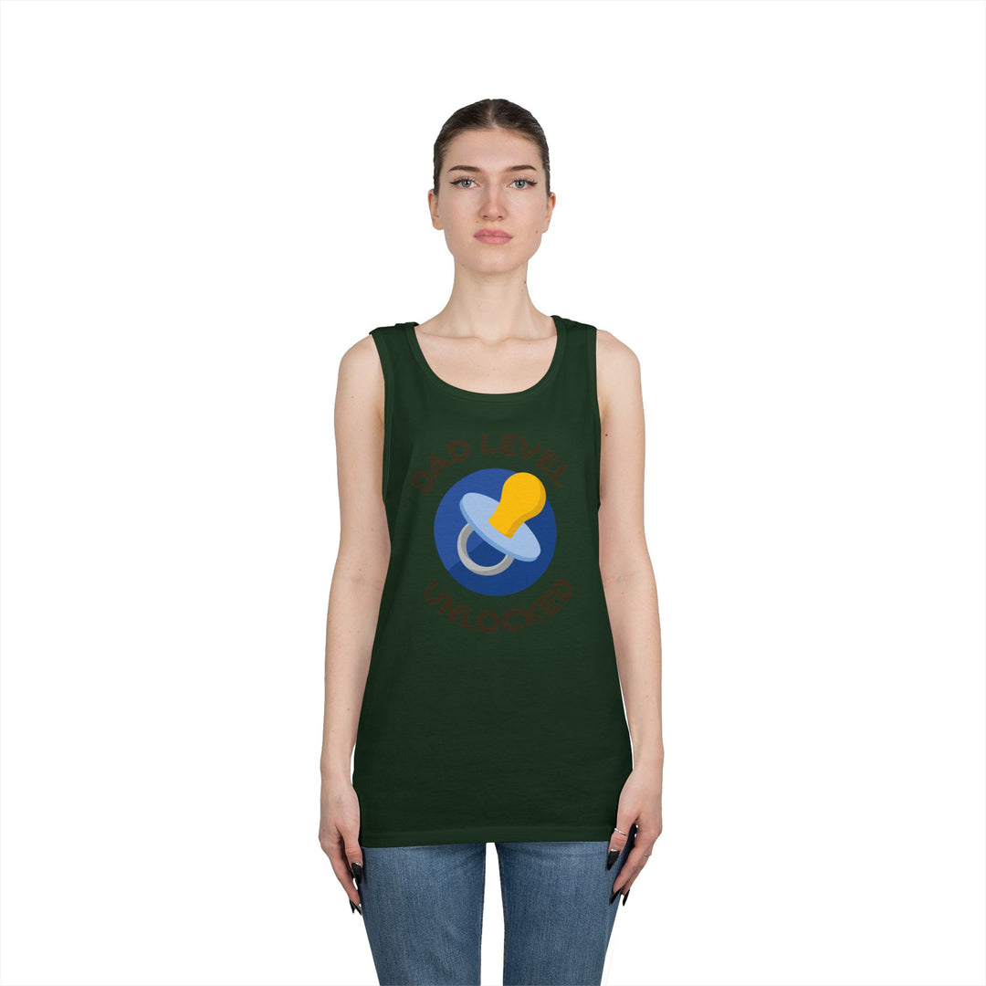 Dad Level Unlocked Tank Top - Unisex Heavy Cotton Sleeveless Shirt for New Dads