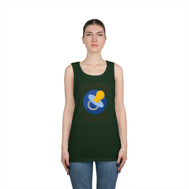 Dad Level Unlocked Tank Top - Unisex Heavy Cotton Sleeveless Shirt for New Dads