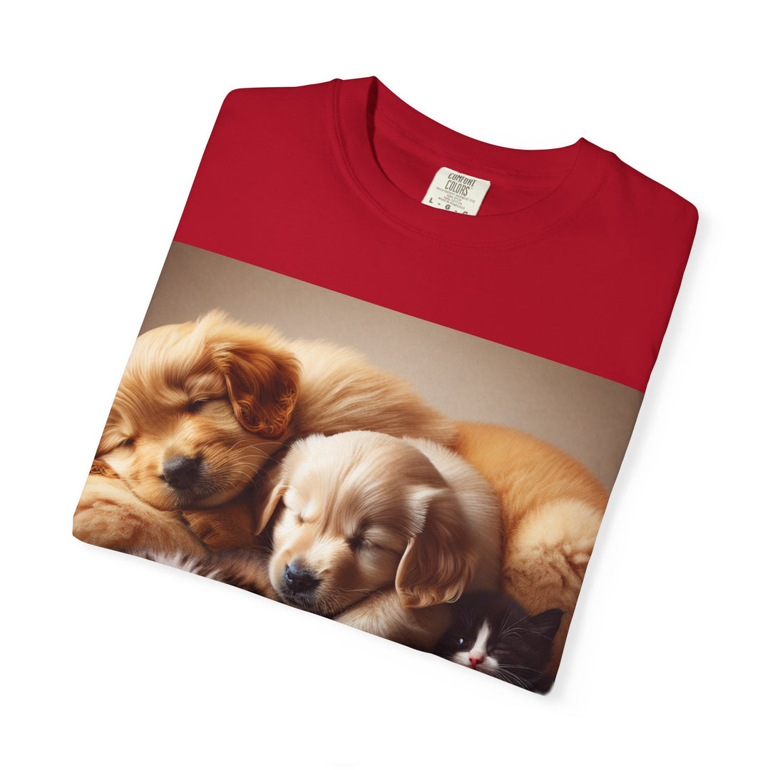 Cute Pets Snuggle Unisex Garment-Dyed T-shirt