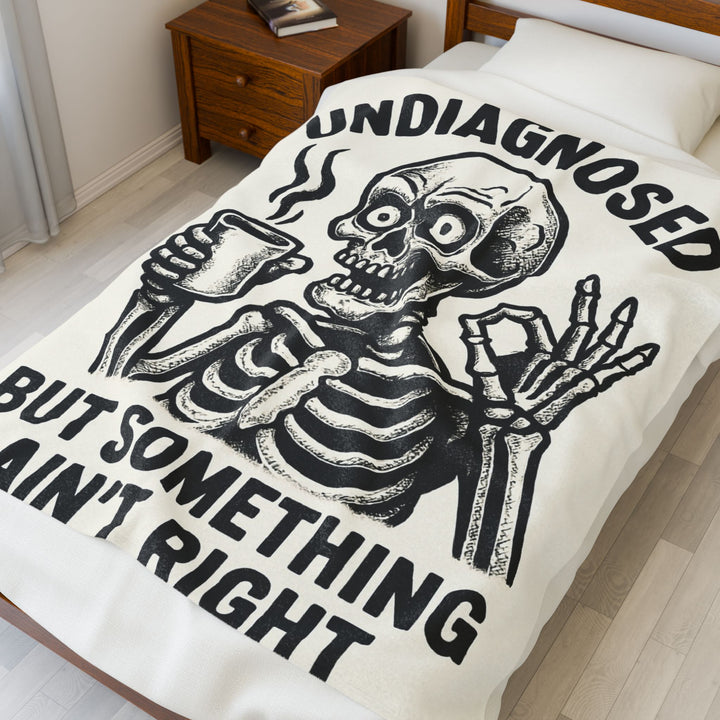 Undiagnosed Skeleton Plush Blanket, Cozy Throw for Home, Halloween Decor, Gift for Medical Professionals, Unique Home Accessory