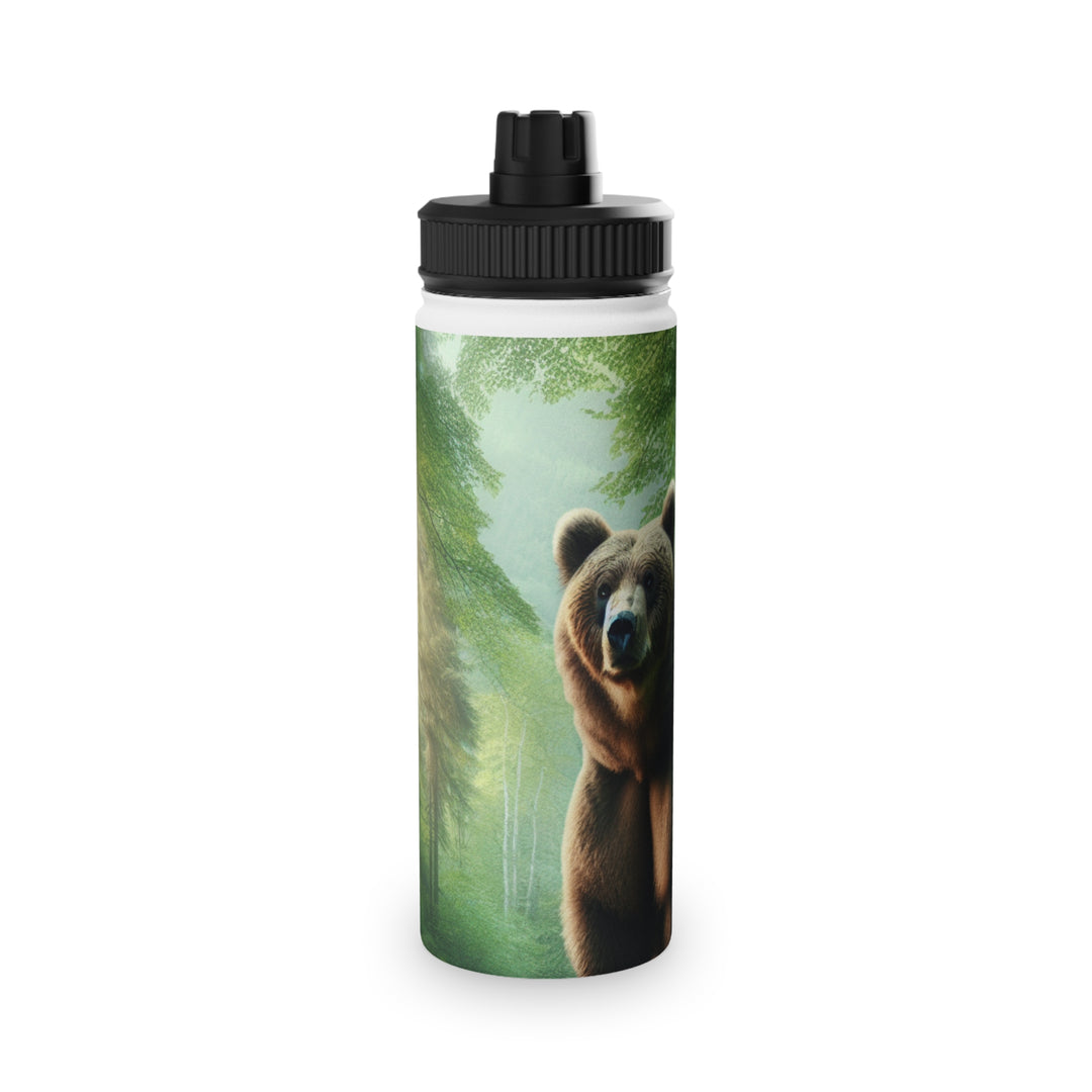 Bear Forest Adventure Stainless Steel Water Bottle with Sports Lid