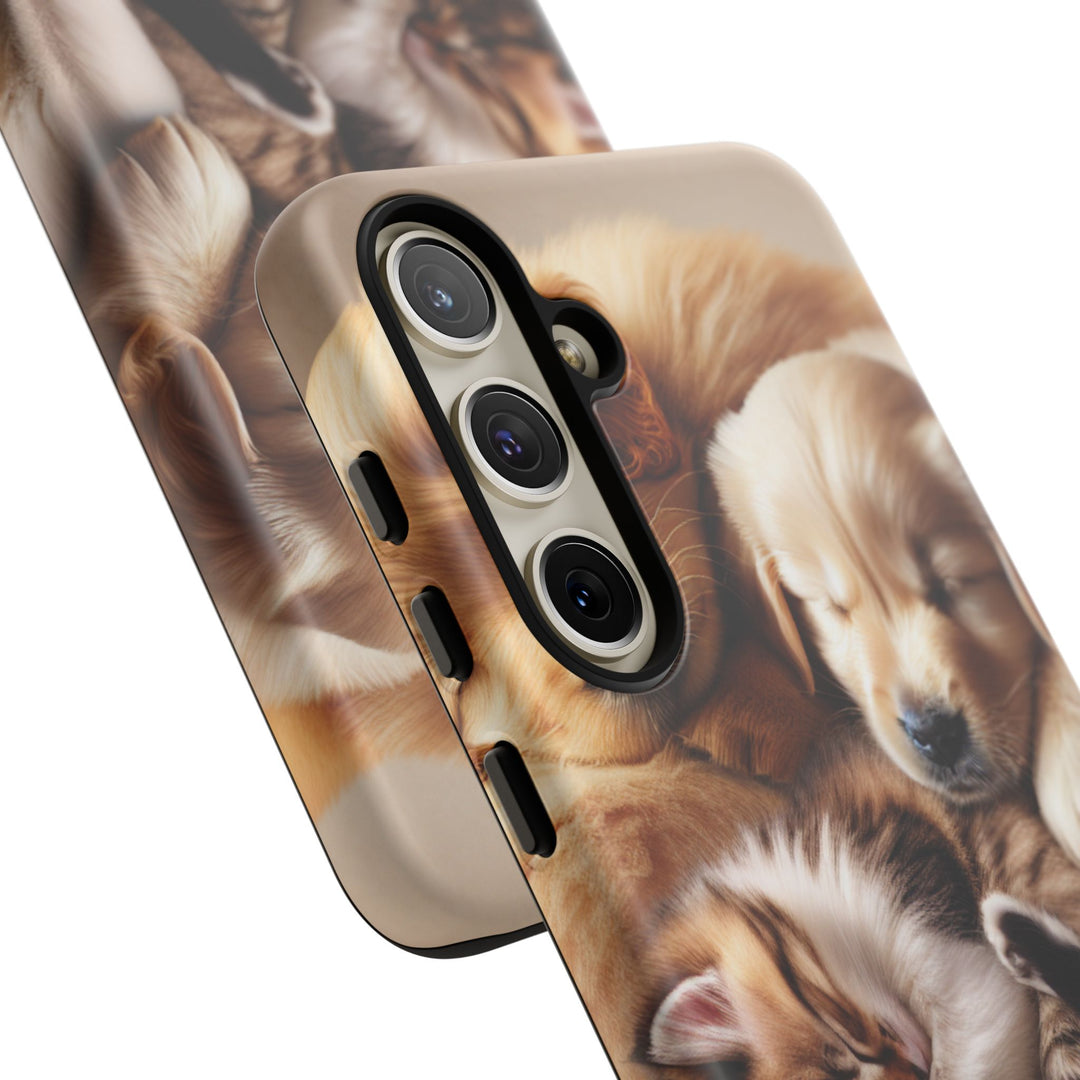 Cute Pets Phone Case - Adorable Puppy and Kitten Design, Animal Lover Gift