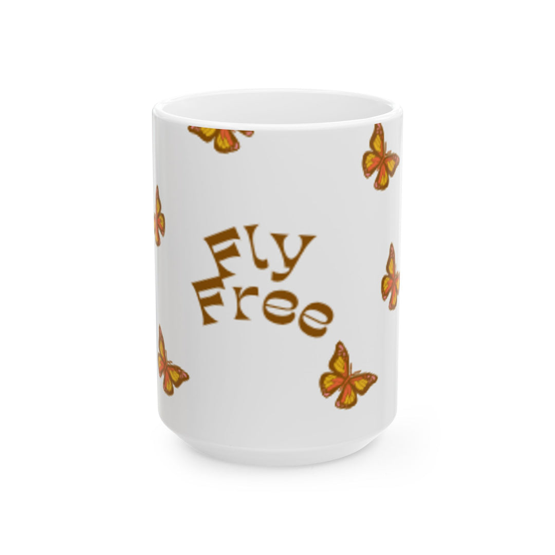 Butterfly 'Fly Free' Ceramic Mug - Inspiring Drinkware for Nature Lovers