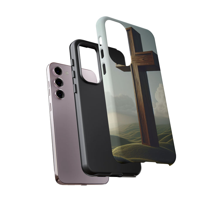 Wooden Cross Phone Case, Inspirational Gift, Christian Decor, Faith-Based Accessory, Unique Tech Gift