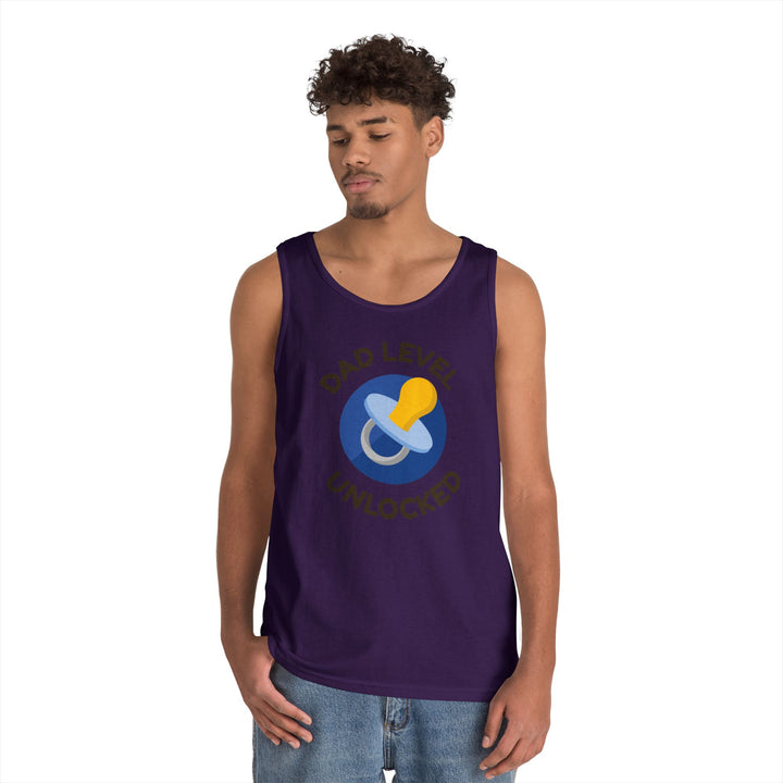 Dad Level Unlocked Tank Top - Unisex Heavy Cotton Sleeveless Shirt for New Dads
